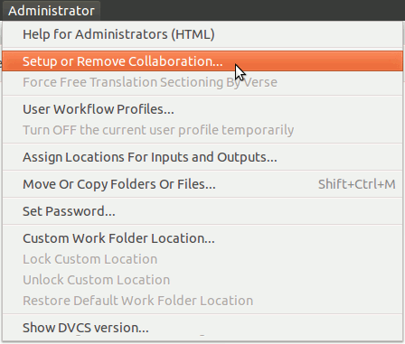 Bibledit Administrator menu