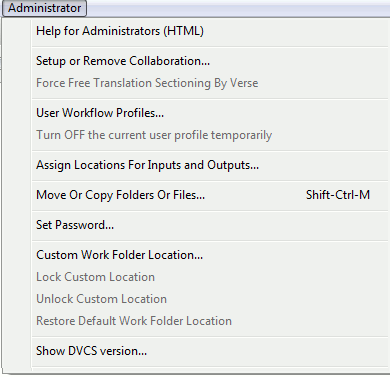 Administrator Menu