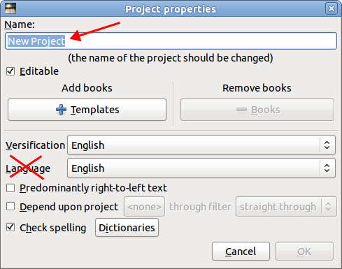 Bibledit project properties