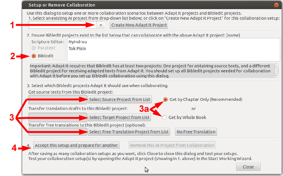 Bibledit Linux Setup or remove collaboration
